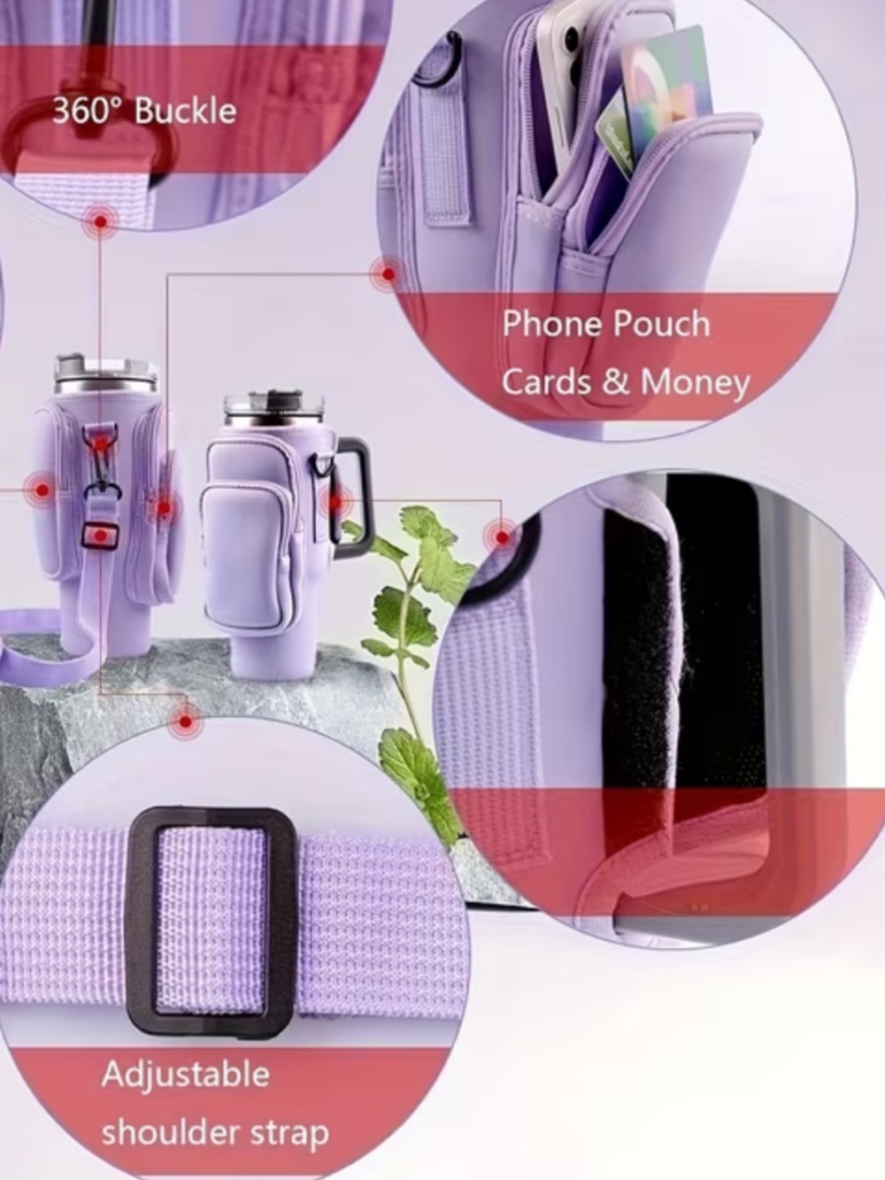 🥤🟪🥤 PURPLE MULTI-POCKET INSULATED TUMBLER CARRIER (HOLDS 40 OUNCE TUMBLER)❗️ - Picture 8 of 8